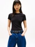 Black Slim Bling Linear Tee  Women