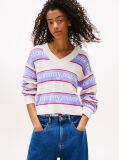 Multi Pulover Relaxat Cu Dungi Si Logo Tommy Flag  Femei