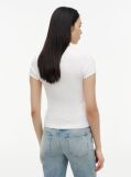 Alb Tricou Slim Cu Logo Si Dungi  Femei