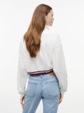 Alb Hanorac Fara Gluga Cu Croiala Boxy Si Fermoar Quarter-Zip  Femei