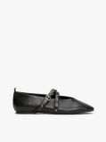 Negru Mary Janes Balerini Din Piele Cu Design Incrucisat  Femei