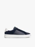 Blue Sneakers Din Piele Cu Texturi Mixte Stil Court  Barbati