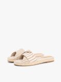 Bej Mules Espadrille Din Panza Cu Monograma TH Si Dungi  Femei