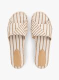 Bej Mules Espadrille Din Panza Cu Monograma TH Si Dungi  Femei