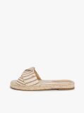 Bej Mules Espadrille Din Panza Cu Monograma TH Si Dungi  Femei