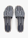 Blue Mules Espadrille Din Panza Cu Monograma TH Si Dungi  Femei