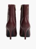 Red Leather Pointed Toe Heeled Ankle Boots  Women