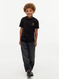 Negru Appliqué T-Shirt Cu Logo  Baieti