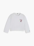Alb T-Shirt Cu Maneca Lunga Logo Inima Si Croiala Slim  Fete
