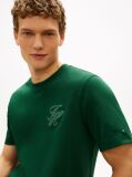 Verde Tricou Cu Guler Rotund Si Broderie Cu Logo Tonal  Barbati