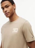 Bej Tricou Cu Guler Rotund Si Imprimeu Cu Logo  Barbati