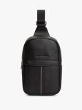 Negru Geanta Tip Sling Cu Broderie Si Banda Signature  Barbati