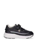Black Logo Hook And Loop Sneakers  Girls