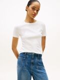 Alb Tricou Slim Cu Guler Rotund Si Maneca Scurta Cu Logo Stampilat  Femei