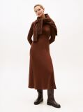 Brown Ribbed Midi Fit And Flare Dress  Women