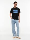 Negru T-Shirt Cu Model Printat  Barbati