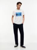 Alb T-Shirt Cu Model Printat  Barbati