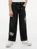 Denim Blugi Negri Cu Croiala Lejera Loose Si Model Printat  Baieti