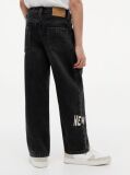 Denim Blugi Negri Cu Croiala Lejera Loose Si Model Printat  Baieti