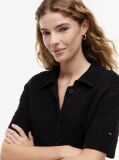 Negru Cardigan Polo Cu Maneca Scurta Si Croiala Lejera  Femei