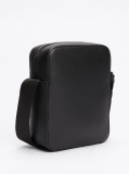 Black Mixed Texture Reporter Bag  Men