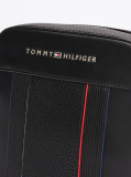 Black Mixed Texture Reporter Bag  Men