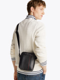 Black Mixed Texture Reporter Bag  Men