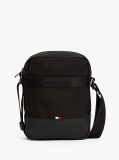 Negru Geanta Reporter Crossbody Cu Logo Metalic  Barbati