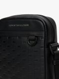 Negru Geanta Crossbody Moderna cu Steag Repetitiv  Barbati