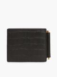 Black Croco-Print Leather Metal Hinge Wallet  Men