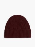 Red Lambswool Blend Cable Knit Flag Beanie  Men