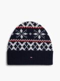 Blue Wool Blend Fair Isle Beanie  Men