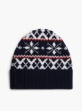 Blue Wool Blend Fair Isle Beanie  Men