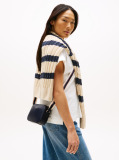 Blue Geanta Crossbody Cu Bretea Si Logo  Femei