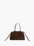 Brown Soft Suede Contrast Piping Hobo Bag  Women