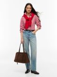 Brown Soft Suede Contrast Piping Hobo Bag  Women