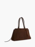 Brown Soft Suede Contrast Piping Hobo Bag  Women