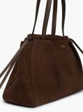 Brown Soft Suede Contrast Piping Hobo Bag  Women