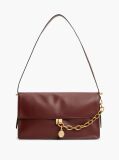 Red Leather Chain Charm Shoulder Bag  Women