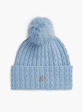 Blue Pom Pom Beanie With Cashmere  Women