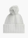 Grey Pom Pom Beanie With Cashmere  Women