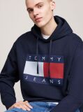 Blue Hanorac Relaxat Cu Gluga Tommy Flag Badge Mélange  Barbati
