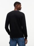 Negru Tricou Slim Cu Maneca Lunga Si Logo Liniar  Barbati