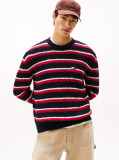 Multi Tommy Badge Stripe Jumper With Alpaca  Men