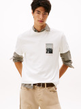 Beige Back Photo Print Jersey T-Shirt  Men