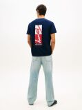 Blue Tricou Cu Guler Rotund Si Broderie Cu Logo Signature  Barbati