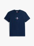 Blue Tricou Cu Guler Rotund Si Broderie Cu Logo Signature  Barbati