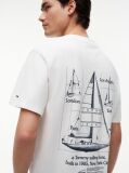 Alb Tricou Din Jersey Lejer Cu Imprimeu Pe Spate  Barbati