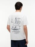 Alb Tricou Din Jersey Lejer Cu Imprimeu Pe Spate  Barbati