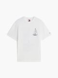 Alb Tricou Din Jersey Lejer Cu Imprimeu Pe Spate  Barbati